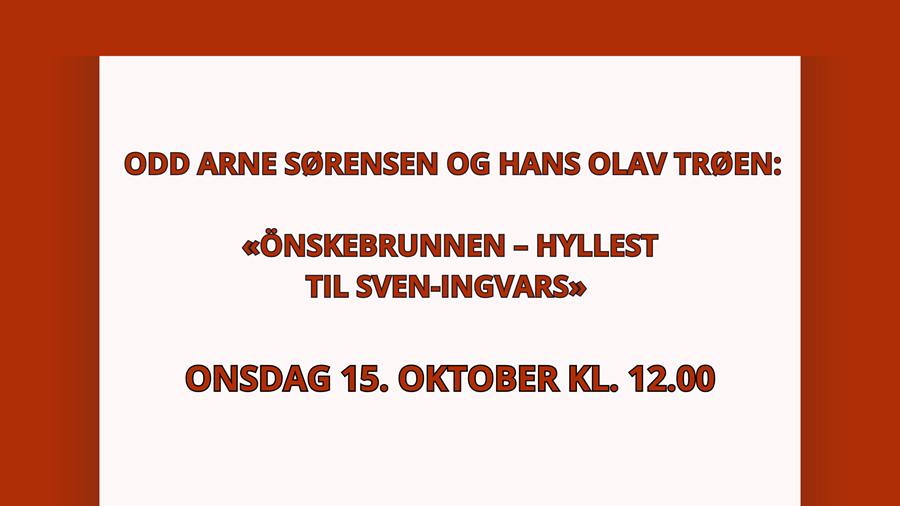 bilde av rød plakat med artist navn, konsert tittel og konsert dato