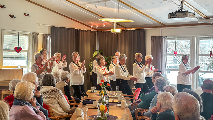 Bilde av en gruppe mennesker som opptrer med dans