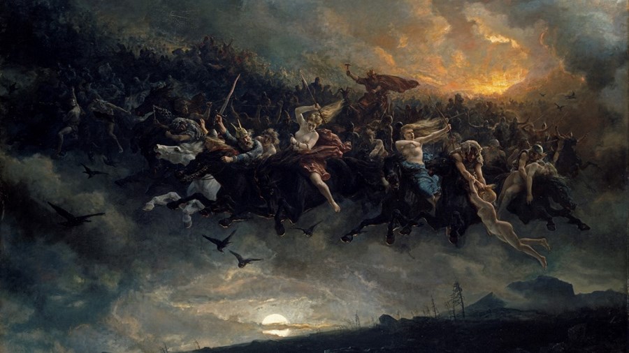 "Åsgårdsreien" av Peter Nicolai Arbo, maleri 1871