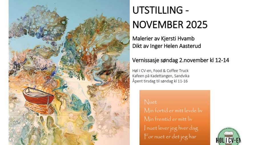 Utstilling med Bærumskunstneren Kjersti Hvamb, samt dikt av Inger Helen Aasterud