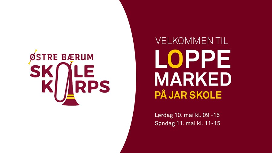 Logoen til korpset og tekst om loppemarkedet