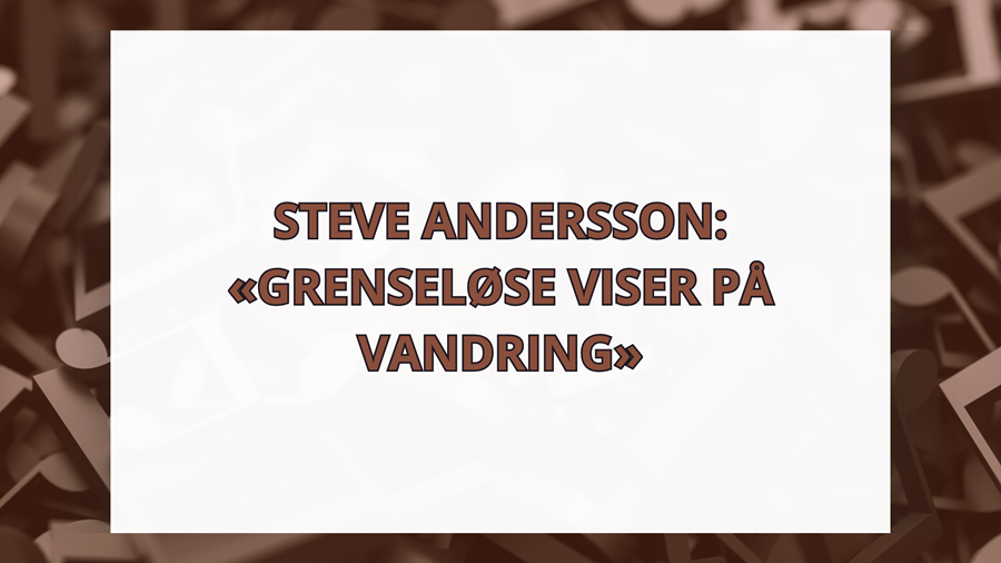 Grafisk plakat med artist navn og tittel på konserten i brun skrift